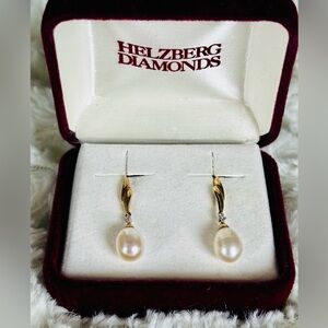 Helzberg Diamonds Gold and Pearl Drop Earrings